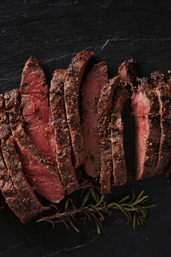 Cooked organic meat.