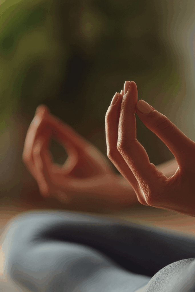 An under-resourced woman meditating. 