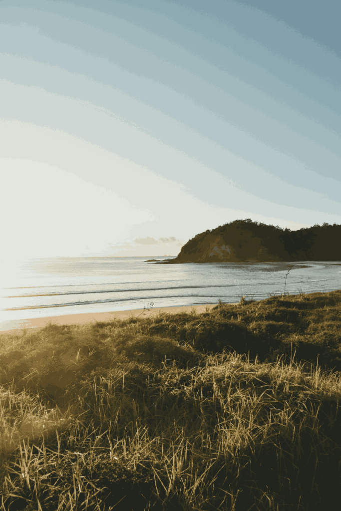 Peaceful coastal landscape at golden hour representing calm and nervous system regulation through EFT tapping